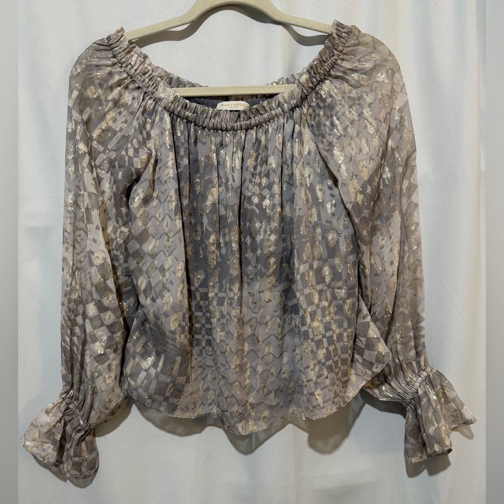 Ramy Brook Morgan Printed Silk Off-the-Shoulder Blouse Size S NWOT